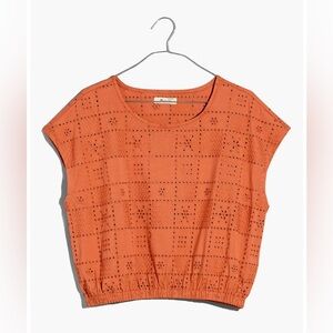 NEW MADEWELL - Eyelet Embroidered Checkerboard Top
